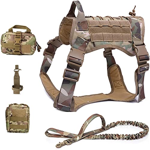 Taktische Hundeweste, verstellbares Geschirr mit Bungee-Leine, bequemes Outdoor-Trainings-Hundegeschirr mit 3 abnehmbaren Taschen von Generisch