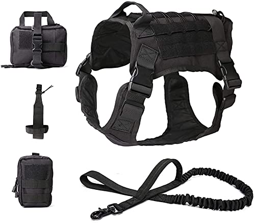 Taktische Hundeweste, verstellbares Geschirr mit Bungee-Leine, bequemes Outdoor-Trainingsgeschirr, verfügt über 3 abnehmbare Taschen für Diensthunde von Generisch