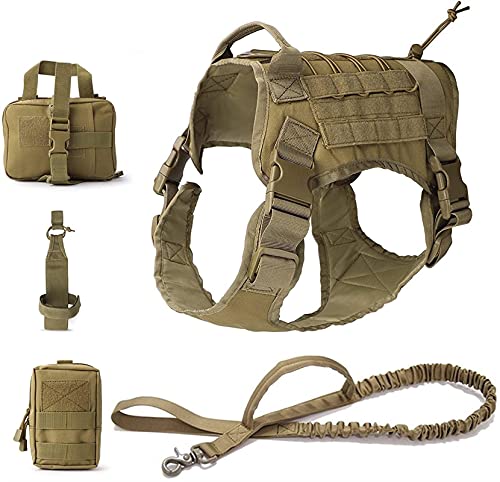 Taktische Hundeweste, verstellbares Geschirr mit Bungee-Leine, bequemes Outdoor-Trainingsgeschirr, verfügt über 3 abnehmbare Taschen für Diensthunde von Generisch