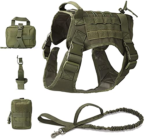 Taktische Hundeweste, verstellbares Geschirr mit Bungee-Leine, bequemes Outdoor-Trainingsgeschirr, verfügt über 3 abnehmbare Taschen für Diensthunde von Generisch