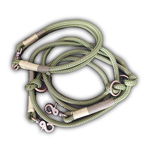 Tau Hundeleinen Halsband Set in Olivgrün und Kupfer | Verstellbare Hundeleine | Set WALDLUST von Generisch