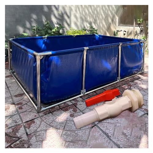 Temporärer Fischteich – Aquakultur-Wassertank-Zisterne mit strapazierfähigem 0,55 mm PVC-Canvas, Stahlrahmen und Abfluss für Koi, Schildkröten, Außenbereich Temporärer Fischteich – Aquakultur-Wassertank-Zisterne mit strapazierfähigem 0,55 mm PVC-Canvas, Stahlrahmen und Abfluss für Koi, Schildkröten, Außenbereich von Generisch