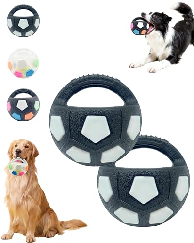 The Mellow Dog Calming Ball with Handle, Calming Dog Toy, Interactive Football Shape Dog Toym, Rubber Material, Squeaky, for Training & Outdoor Games (Black-B*2) von Generisch