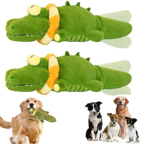 The Mellow Dog - Calming Crocodile, 2025 New Automatic Tail-Wagging Dog Toy, Machine Washable, Interactive & Emotional Support Plush for Dogs for Small, Medium & Large Dogs (Green,2pcs.) von Generisch