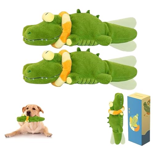The Mellow Dog - Calming Crocodile, Calming Crocodile Dog Toy, Cute Interactive Dogs Toy, Automatic Tail - Wagging, Machine Washable USB Charging, Interactive & Emotional Support Plush (two) von Generisch