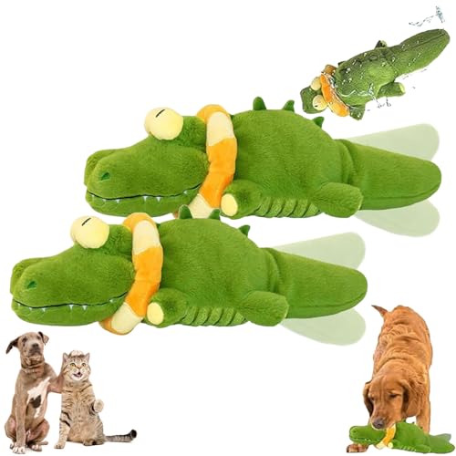 The Mellow Dog - Calming Crocodile, Plush Dog Toy, Automatic Tail-Wagging, Machine Washable USB Charging, Interactive & Emotional Support Plush for Dogs for Small, Medium & Large Dogs (2pcs) von Generisch