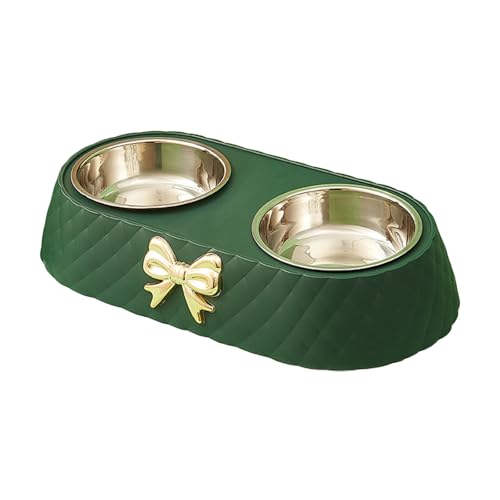 Tierbedarf Hunde Doppelte Hundenäpfe für kleine Hunde und Katzen, abnehmbare, rutschfeste Futter- und Wassernäpfe aus Edelstahl mit Schleife Tierbedarf (A, One Size) von Generisch