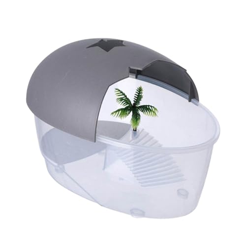 Tierbedarf Kleines Aquarium Kunststoff für Schildkröten, Reptilien-Terrarium, Sonneninsel mit Rampe Tierbedarf (Grey, One Size) von Generisch