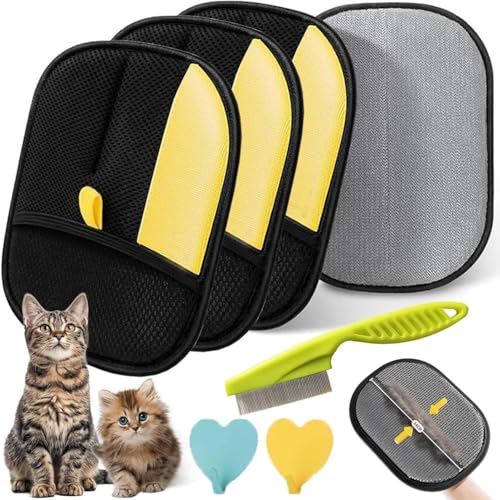 Tierhaarentferner-Handschuh, wiederverwendbar, doppelseitig, elektrostatisch, Tierhaarentferner, waschbare Haustierpflege-Handschuhe, mühelose Reinigung, für Kleidung/Couch/Möbel/Autositz (3 Stück) Tierhaarentferner-Handschuh, wiederverwendbar, doppelseitig, elektrostatisch, Tierhaarentferner, waschbare Haustierpflege-Handschuhe, mühelose Reinigung, für Kleidung/Couch/Möbel/Autositz (3 Stück) von Generisch