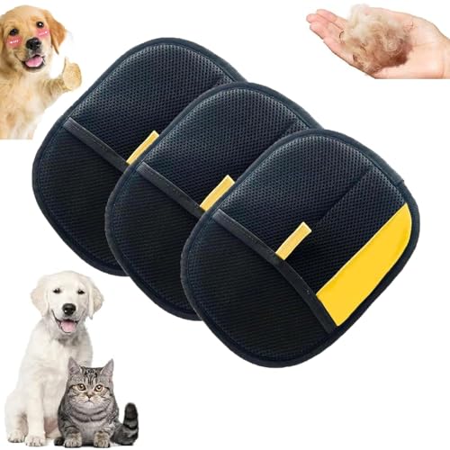 Tierhaarentferner-Handschuh, wiederverwendbare Tierhaarentfernerbürste für Hunde und Katzen, waschbarer Tierhaarentferner für Haustiere (3 Stück) von Generisch