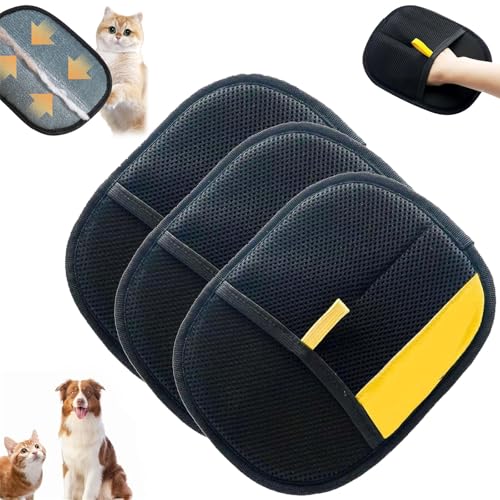 Tierhaarentfernungshandschuh, Elektrostatische Tierhaarentfernungshandschuhe, Wiederverwendbarer doppelseitiger elektrostatischer Tierhaarentferner, Für Couch, Möbel, Teppich, Autositz (3pcs) von Generisch