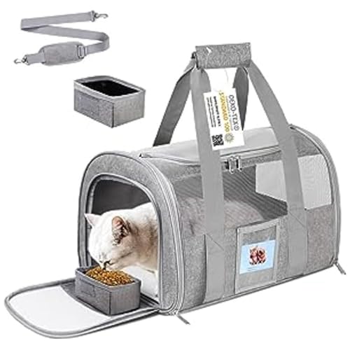Tragbare Haustier-Tragetasche, Reise-Katzentragetasche mit Futterbehälter, Schultergurt, Grau Tragbare Haustier-Tragetasche, Reise-Katzentragetasche mit Futterbehälter, Schultergurt, Grau von Generisch