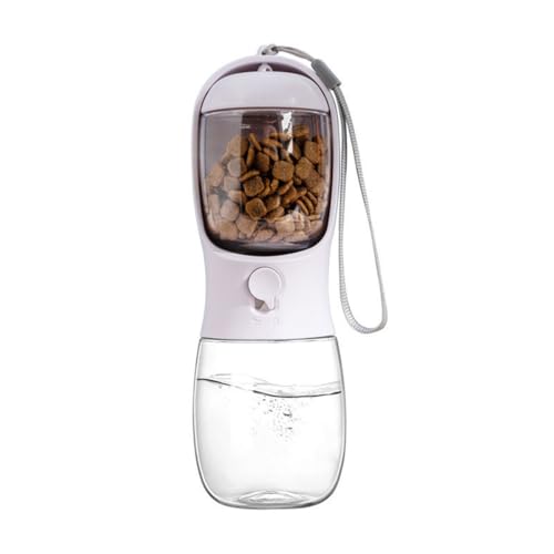 Tragbare Haustier-Wasserflasche mit Futterbehälter, tragbar, 2-in-1-Trinkwasser und Futter für Katzen, Kaninchen, Welpen und andere Tiere (weiß) von Generisch