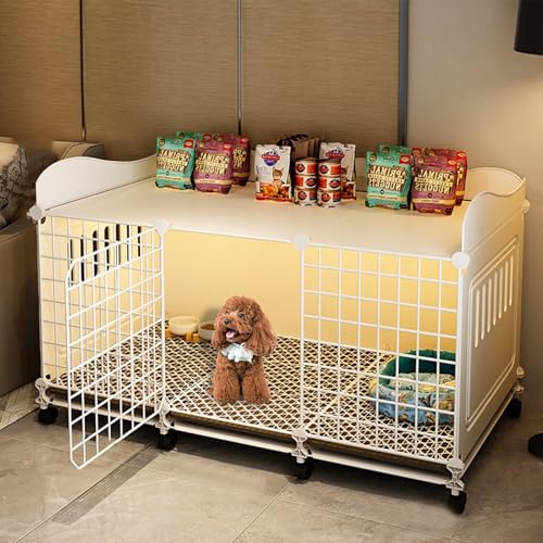 Tragbare Hundebox mit Rollen und oberem Regal, einfach zu installieren und zu reinigen, ideal für Welpen und kleine bis mittelgroße Hunde, langlebiges Gehege für Zuhause oder Reisen von Generisch