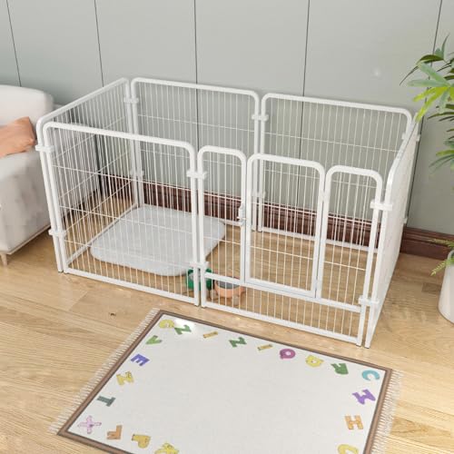 Tragbarer, robuster Hunde-Laufstall mit zusätzlichen Befestigungsbeschlägen, für den Innen- und Außenbereich, für kleine, mittelgroße und große Hunde, Weiß, 3XL von Generisch