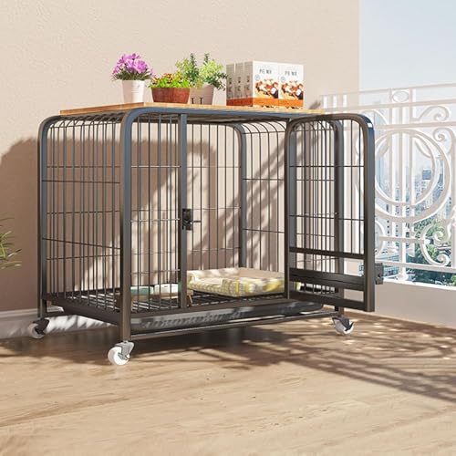 Tragbarer Hundehüttenkäfig mit sicherem Fluchtschutz, abnehmbarem Tablett und einfachen Installationsrädern für kleine bis mittelgroße Hunde von Generisch