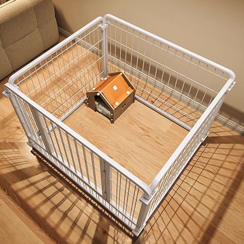 Tragbarer Hundezaun, Laufstall aus Karbonstahl mit automatischem Verriegelungstür-Design für große, mittelgroße und kleine Hunde, einfach zu montieren von Generisch