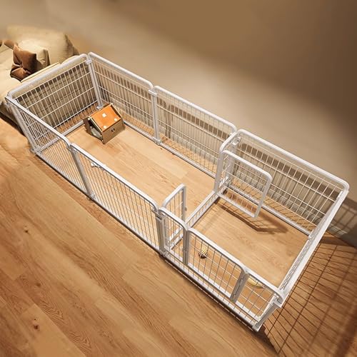 Tragbarer Hundezaun, Laufstall aus Karbonstahl mit automatischem Verriegelungstür-Design für große, mittelgroße und kleine Hunde, einfach zu montieren von Generisch