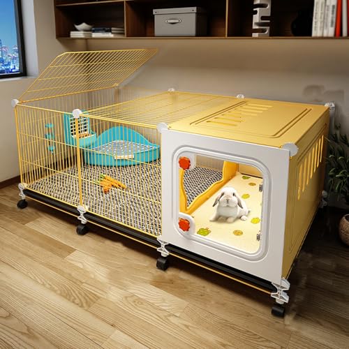 Tragbarer Kaninchenstall aus Metalldraht mit Rädern, Laufstall für drinnen und draußen, für kleine Haustiere, einfache Mobilität und geräumiges Wohnen Tragbarer Kaninchenstall aus Metalldraht mit Rädern, Laufstall für drinnen und draußen, für kleine Haustiere, einfache Mobilität und geräumiges Wohnen von Generisch