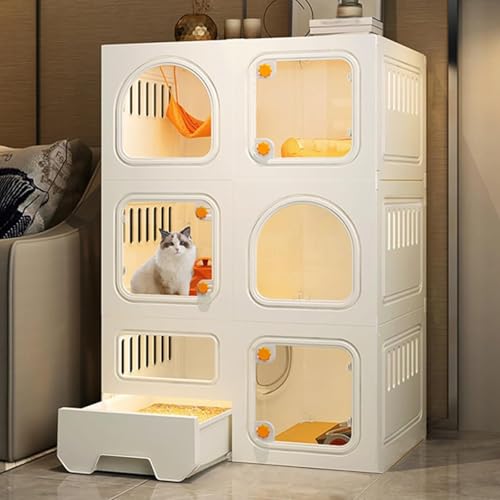 Tragbarer Katzenkäfig mit integriertem Zaun und Katzentoilette, doppelseitiges, atmungsaktives Design mit mobilen Rädern, einfach zu installieren, 2/3-lagiger Haustierzaun für alle Jahreszeiten, Tragbarer Katzenkäfig mit integriertem Zaun und Katzentoilette, doppelseitiges, atmungsaktives Design mit mobilen Rädern, einfach zu installieren, 2/3-lagiger Haustierzaun für alle Jahreszeiten, von Generisch