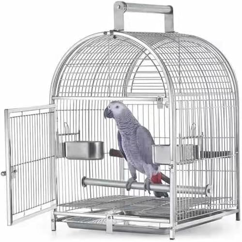 Tragbarer Reise-Vogelkäfig, Schmiedeeisen & Edelstahl, atmungsaktive Transportbox für kleine Vögel, ideal für Sittiche und Liebesvögel von Generisch