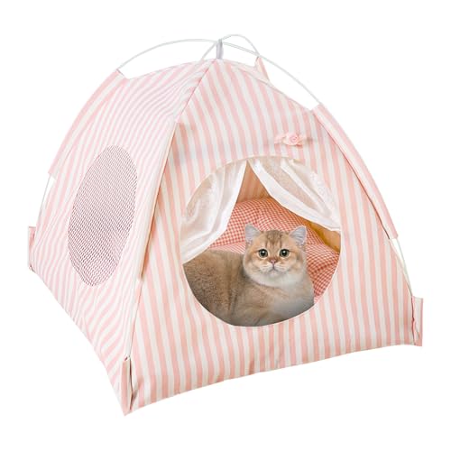 Tragbares Katzenzelt – Hundezelt für den Innenbereich, halbgeschlossen, Haustiergehege, halbgeschlossen, vier Jahreszeiten, bequemes Welpenkissen, abnehmbar, waschbar, für Mäuse, Hamster von Generisch