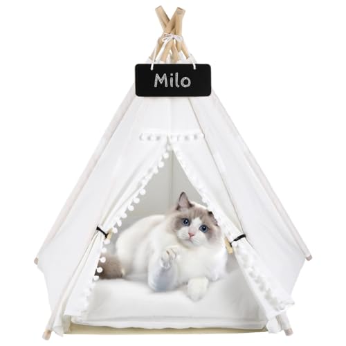 Tragbares Tipi-Zelt für kleine Katzen und Hunde, Haustierbett für den Innenbereich, mit abnehmbarem Kissen, schwarzem Brett und einfacher Aufbau Tragbares Tipi-Zelt für kleine Katzen und Hunde, Haustierbett für den Innenbereich, mit abnehmbarem Kissen, schwarzem Brett und einfacher Aufbau von Generisch