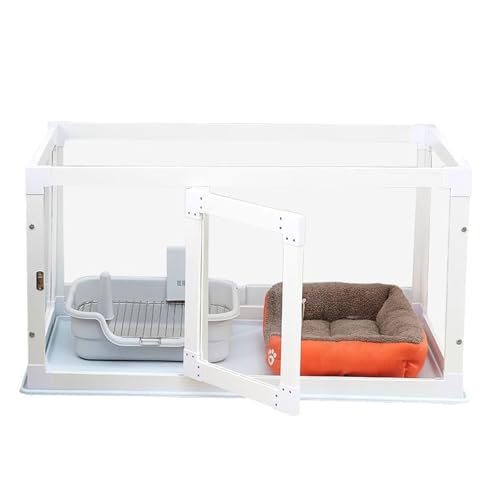 Transparente Hundebox für den Innenbereich, Panorama-Haustierzaun mit verstärkter Höhe und rutschfester Ablage für mittelgroße bis große Hunde Transparente Hundebox für den Innenbereich, Panorama-Haustierzaun mit verstärkter Höhe und rutschfester Ablage für mittelgroße bis große Hunde von Generisch