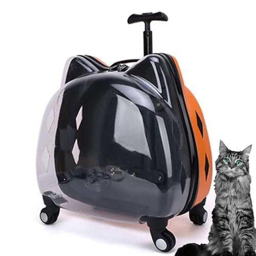 Transparente Tragetasche für Haustiere mit Rollen und Griff für kleine Hunde oder Katzen, klare Rollkatzentragetasche, Hartschale für Wandern/Camping/Tierarztbesuche von Generisch