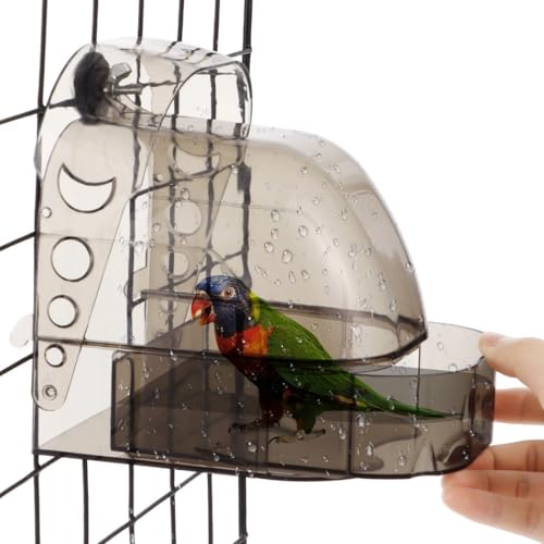 Transparente Vogeltränke für Käfig mit unterer Schublade, Papageien-Duschbox für kleine bis mittelgroße Vögel Transparente Vogeltränke für Käfig mit unterer Schublade, Papageien-Duschbox für kleine bis mittelgroße Vögel von Generisch