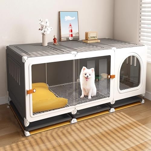 Transparenter Hunde-Katzenkäfig – Atmungsaktive Wände Haustier-Laufstall mit ausziehbarer Ablage, Indoor/Outdoor Zwingergehege für Kleintiere, von Generisch