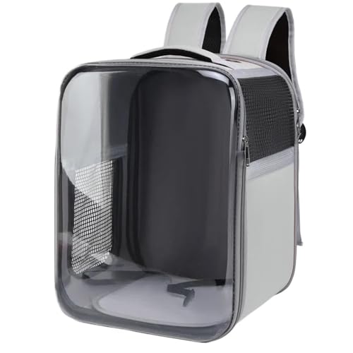 Transparenter Outdoor-Rucksack, Katzentragetasche, atmungsaktiv, für Haustiere, Katzen, Hunde, Vögel (grau) von Generisch