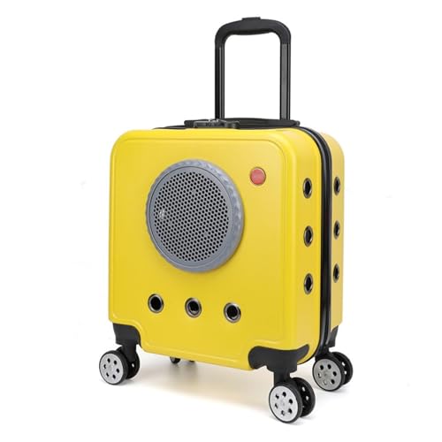 Transportbox für Haustiere auf Rädern, große Kapazität, atmungsaktiver Trolley-Koffer mit Universalrädern und Zahlenschloss für Katzen und kleine Haustiere von Generisch