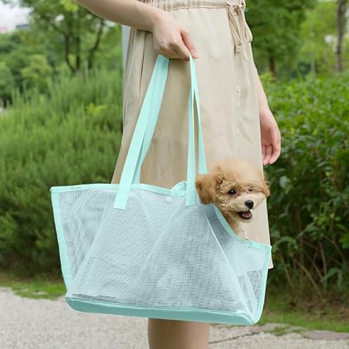 Transporttasche Haustier Tragetasche Klein Hund Haustiertragetasche Mesh Hundetragetasche Atmungsaktiv Hundetasche mit Boden Hundetrage Verstellbar Katzentragetasche Kleintiertasche Katze (Hellblau) von Generisch