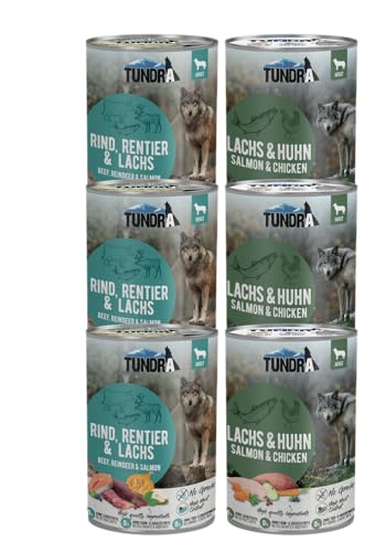 Tundra Hundefutter 6 x 400g Mixpaket | Getreidefreies Nassfutter mit hohem Fleischanteil | garantierter 2 Sorten Mix von Generisch