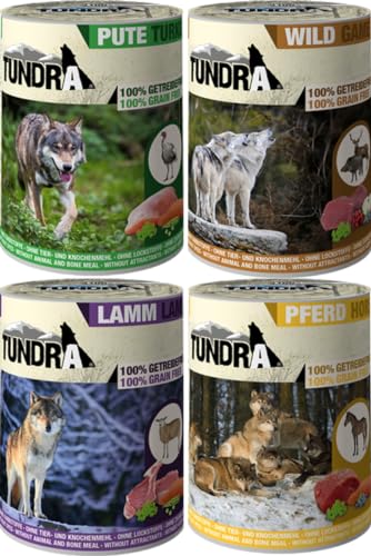 Tundra Hundefutter 8 x 400g Mixpaket | Getreidefreies Nassfutter mit hohem Fleischanteil | garantierter 4 Sorten Mix von Generisch