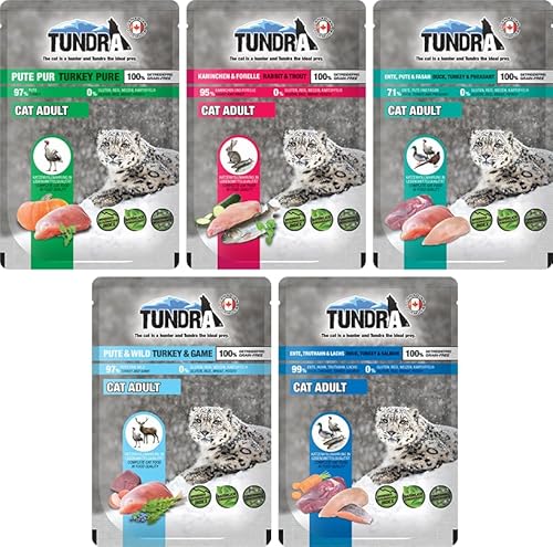 Tundra Katzenfutter 12x 85g Mixpaket | garantierter 4 Sorten Mix | Getreide- und Glutenfreies Nassfutter für Katzen | von Generisch