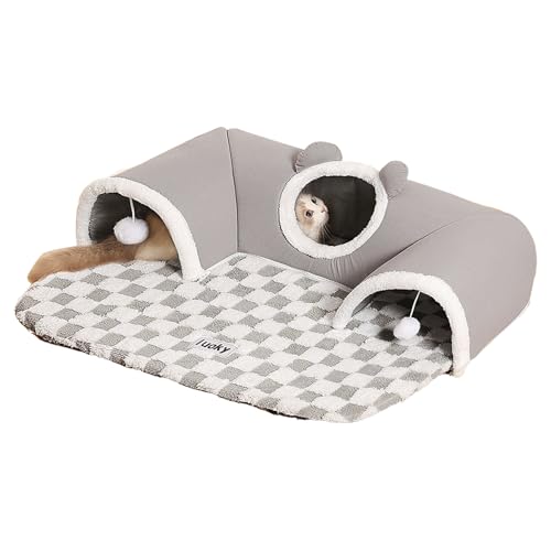 Tunnel für Katzen, Katzenbett, Höhle, Dreiloch-Spieltunnel, Kissennest, interaktives Spielzeug für Haustiere, Kätzchen, Welpen, Kleintiere, Anreicherung, Stimulation, Langeweile, Schlafzimmer von Generisch