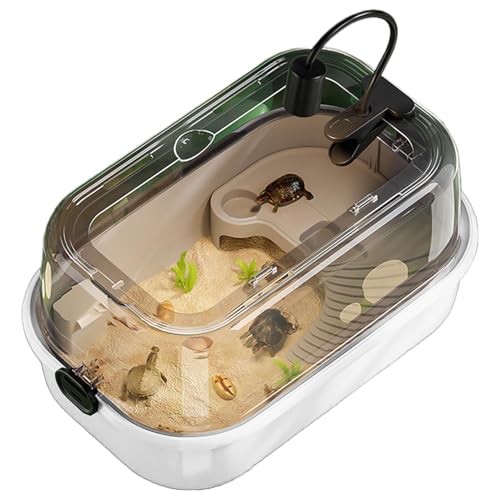 Turtle Tank Kit, Turtle Terrarium Kit, Vollsicht Visuell aquatisches Schildkrötenkit, Multifunktionsbereich, Bodenabfluss, Ackstufe, Haustierversorgungen für Krabbenkrebskrebs von Generisch