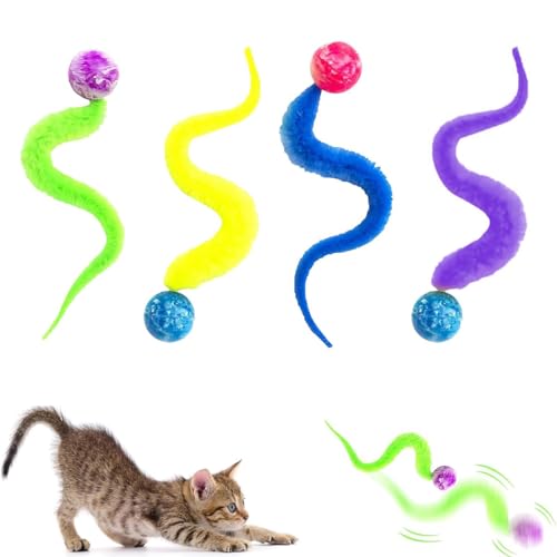 Twisty Ball für Katzen, Hüpfball, Katzenspielzeugball mit Raupenschwanz, einfarbiger Wackelball für Katzen, Katzenspielzeug, Home-Run, interaktives Katzenspielzeug, Tierhandlung, geeignet für Katzen von Generisch
