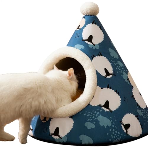 Überdachtes Katzenbett – Dreieckiges Katzenbett mit Kapuze, niedliches Hundezelt, verdickte Katzen-Nistbetten, Möbel, selbstwärmende Welpen-Burrow-Pad für Indoor-Katzen, Welpen Überdachtes Katzenbett – Dreieckiges Katzenbett mit Kapuze, niedliches Hundezelt, verdickte Katzen-Nistbetten, Möbel, selbstwärmende Welpen-Burrow-Pad für Indoor-Katzen, Welpen von Generisch
