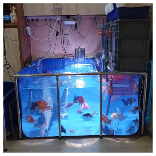 Überirdischer Koiteich mit klarem Sichtfenster und Ablassventil, PVC-Segeltuch und Stahlrahmen, Aquarium-Tank für einfache Montage und Präsentation von Generisch