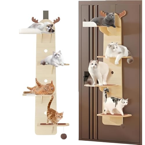 Übertür Katzenkletterregal mit Kratzbrett & Plüschtier, Platzsparende Katzenmöbel für Indoor Katzen Übertür Katzenkletterregal mit Kratzbrett & Plüschtier, Platzsparende Katzenmöbel für Indoor Katzen von Generisch