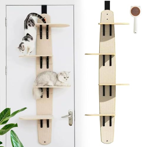 Übertüriges Katzenkletterregal, 4-stufiger Hängeturm mit Kratzbrett & Kamm, platzsparende Spiel- und Schlaflösung für Katzen Übertüriges Katzenkletterregal, 4-stufiger Hängeturm mit Kratzbrett & Kamm, platzsparende Spiel- und Schlaflösung für Katzen von Generisch