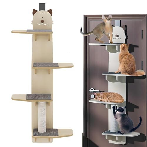 Übertüriges Katzenkletterregal mit weichen Matten & Kratzbaum, platzsparender mehrstöckiger Katzenbaum zum Spielen & Ausruhen Übertüriges Katzenkletterregal mit weichen Matten & Kratzbaum, platzsparender mehrstöckiger Katzenbaum zum Spielen & Ausruhen von Generisch