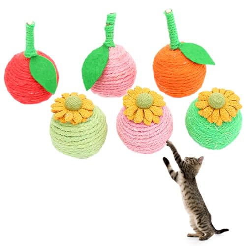 Unterhaltsames, leichtes Spielzeug für den Innenbereich: Sisal-Kätzchen, 6 Stück, niedliches tragbares Kauspielzeug für Katzen von Generisch