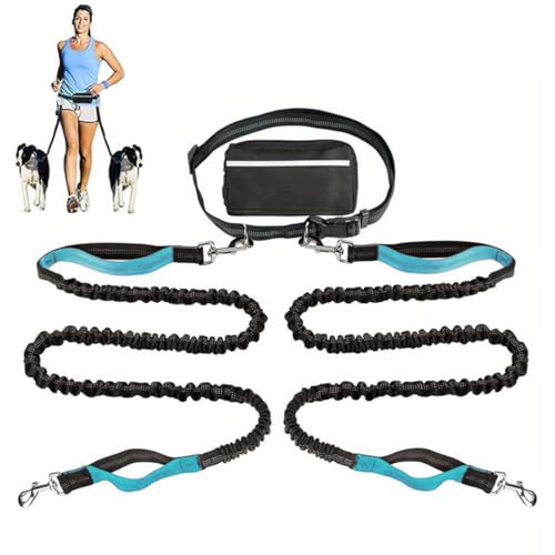 Upliftjoys Hands Free Dog Leash with Zipper Pouch, Upliftjoys Dog Leash, Dual Padded Handles Running Leashes for Medium and Large Dogs, Retractable Bungee Waist & Reflective Design (J-,2 Leashes) von Generisch