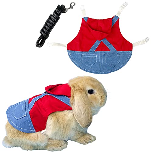 Verstellbares Weiches Kaninchen Geschirr, Haustier Hasen Geschirr, Hasen Geschirr Leine Set, Verstellbares Kaninchen Leine, für Kleintiere Kaninchen Katzen Meerschweinchen (M, Rot) von Generisch