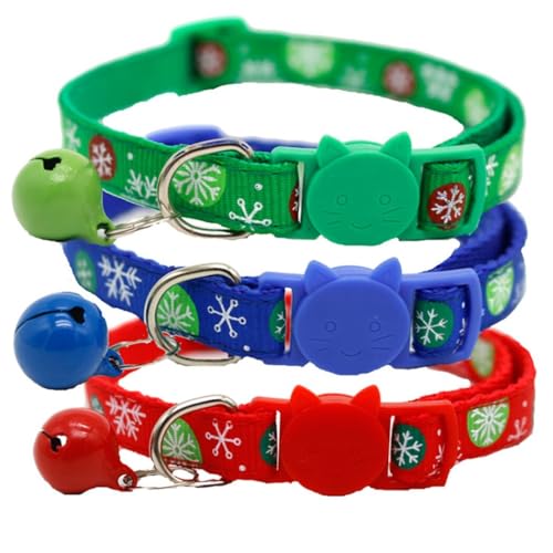 Verstellbares Weihnachts-Halsband mit Glocke, weich, für Haustiere, Katzen, Fliege, 3 Stück von Generisch