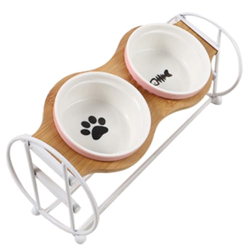 Verstellbares und abnehmbares 2-teiliges Katzenfutter-Set mit Eisenständer – Nackenschutz, erhöhter Futternapf für Hunde und Katzen, leicht zu reinigen von Generisch